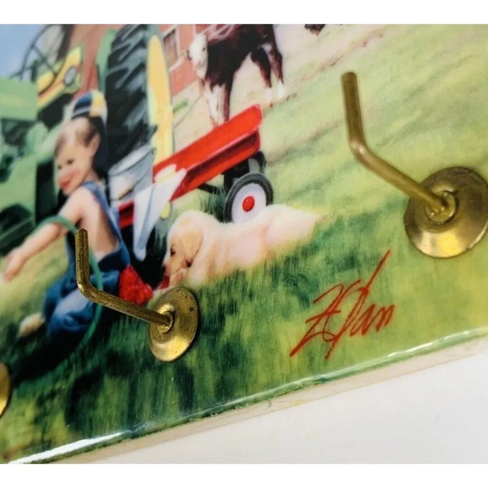 John Deere Key Hook Little Farmhands Barn Garage Shed Decor Dad Grandpa Signed